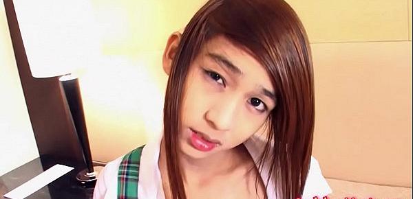  Ladyboy Schoolgirl Nutty Jerking Off